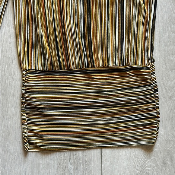 Zara Striped Jumpsuit in Black, White, and Bronze // Size Small - Picture 4 of 5